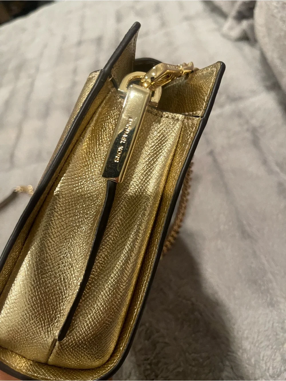 Michael Kors Gold Metallic Envelope Crossbody Bag